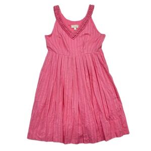 Anthropologie Size 10 Moulinette Soeurs Melon Ball Dress Pink Polka Dot Pockets